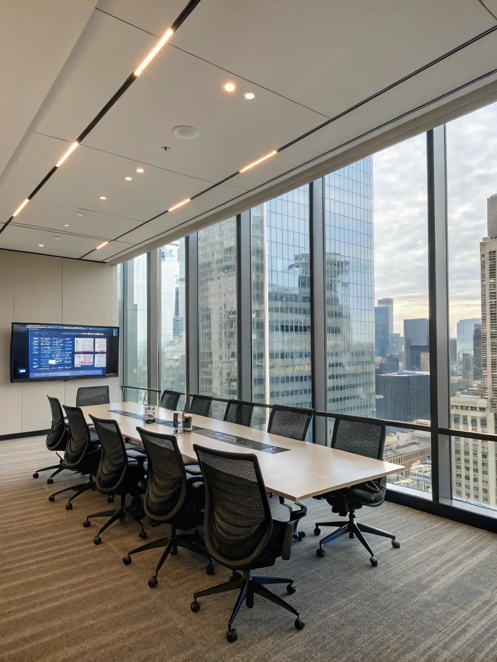 A calm, welcoming meeting room with comfortable seating and natural light, evoking a sense of safety, confidentiality, and professionalism for mediation clients.